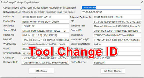 Tool thay đổi thông tin máy tính